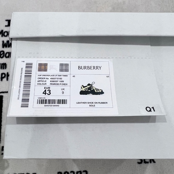 Burberry EKD Check Print Platform Creeper Embroidered Fabric Lace Up Derby Shoes - Picture 11 of 11